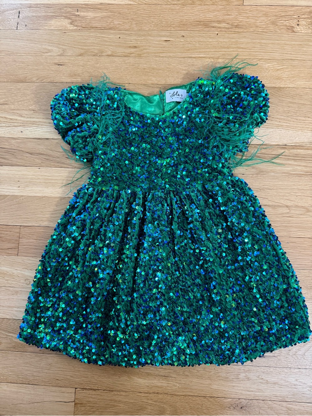 Lola and the Boys Green Sequin Party Dress - Kids